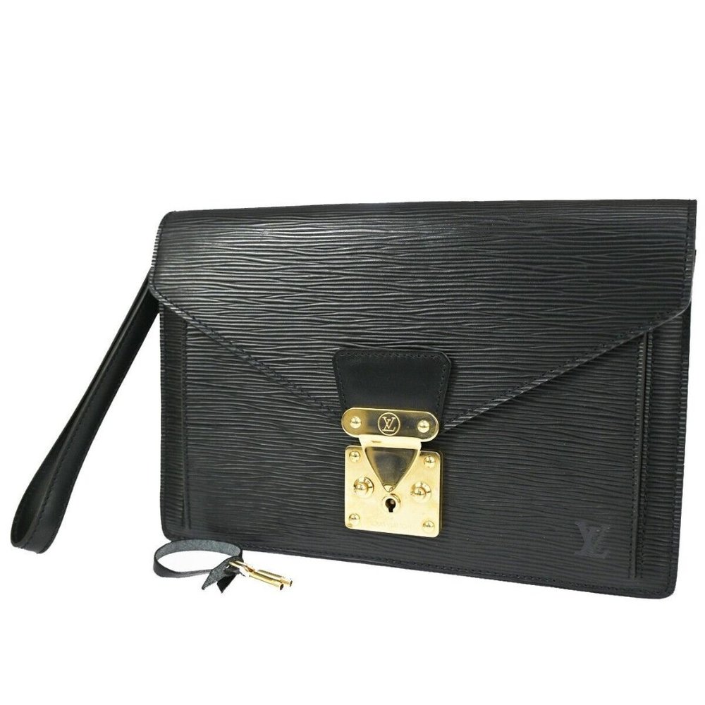 LOUIS VUITTON Sellier Dragonne Clutch Hand Bag Epi Leather Black M52612 69YD122
